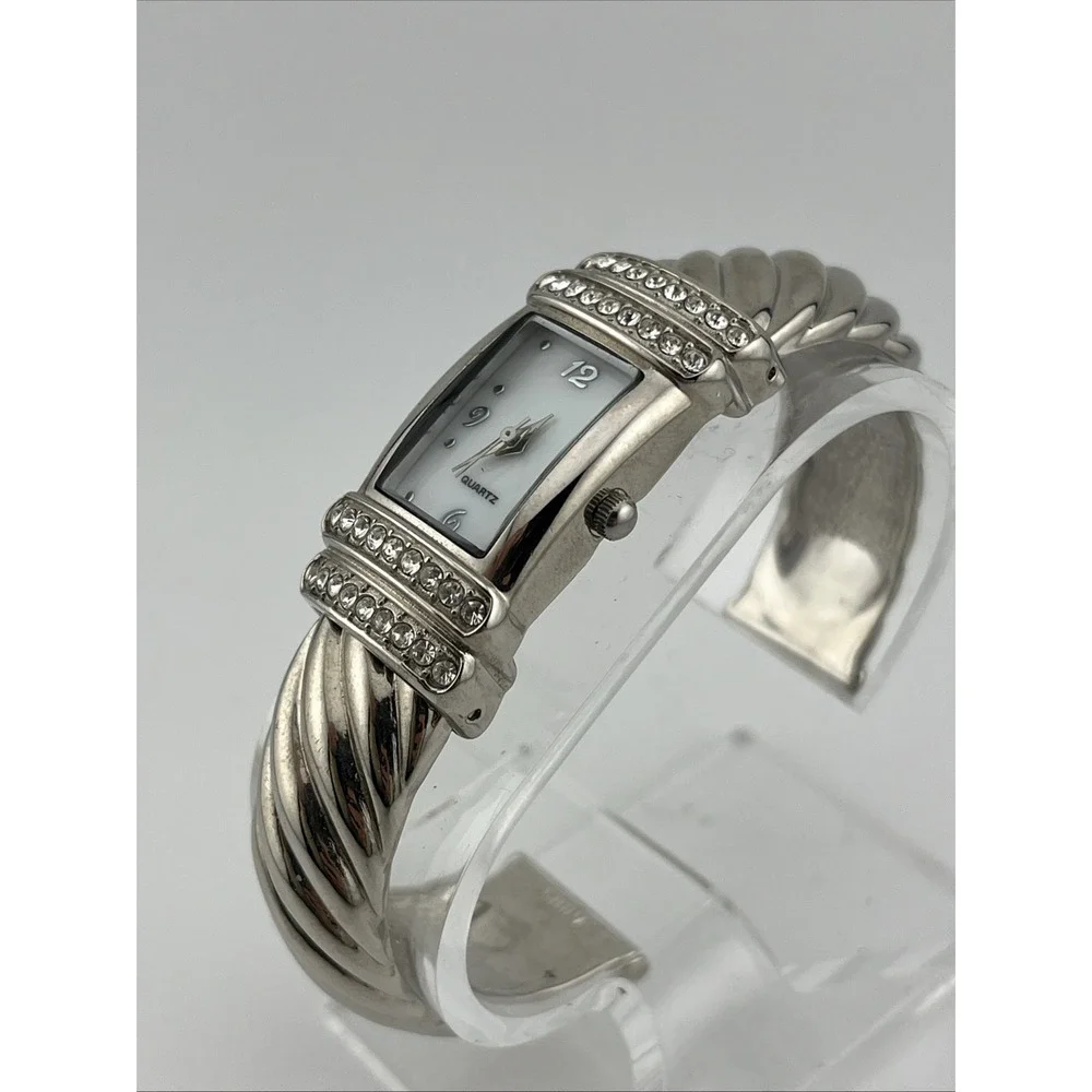 Women's Bangle Band Quartz‎ Silver Watch MOP Dial 20mm Case- New Battery